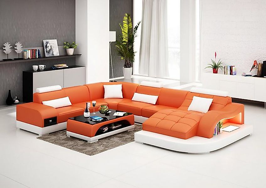 JVmoebel Sofa Ledersofa Couch Wohnlandschaft Ecksofa Eck Garnitur Design Mo günstig online kaufen