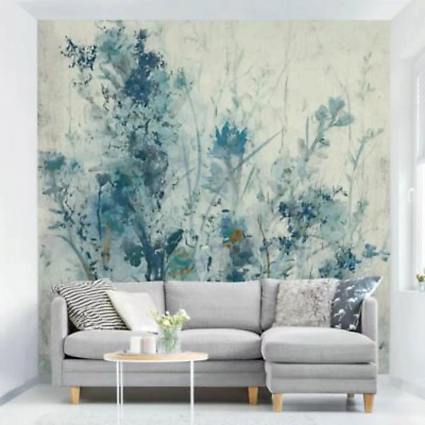 Bilderwelten Blumentapete Blaue Frühlingswiese I blau Gr. 240 x 240 günstig online kaufen