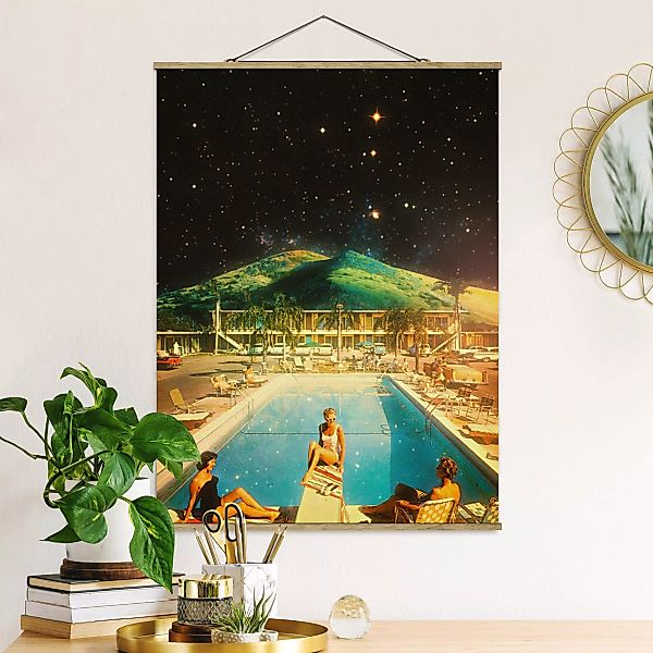 Stoffbild mit Posterleisten Retro Collage - Weltraum Pool günstig online kaufen