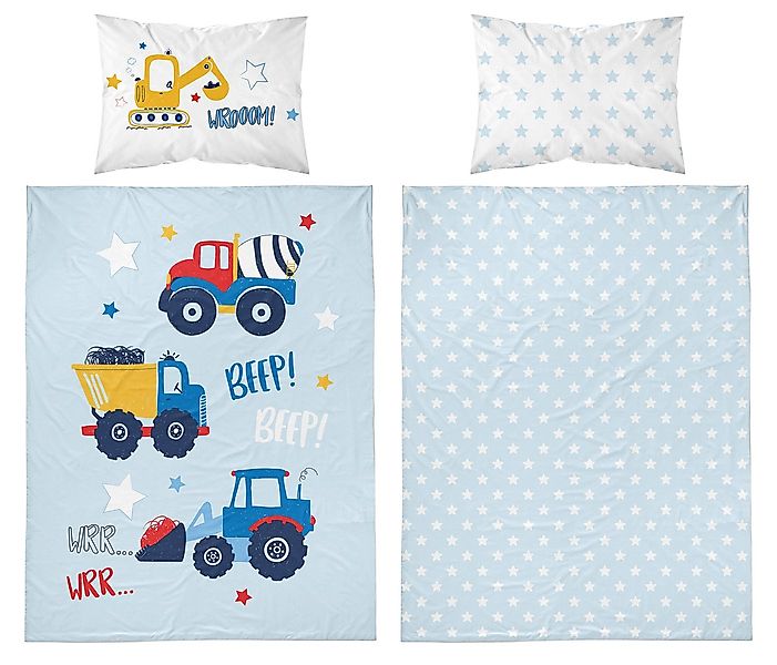 Detexpol Babybettwäsche Set Baumaschinen 2tlg. 100% Baumwolle Größe: 100x13 günstig online kaufen