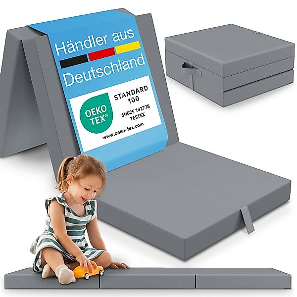 ELONEO Klappmatratze 65x195 cm, 9 cm hoch, Grau, Klappmatratze Kinder faltb günstig online kaufen