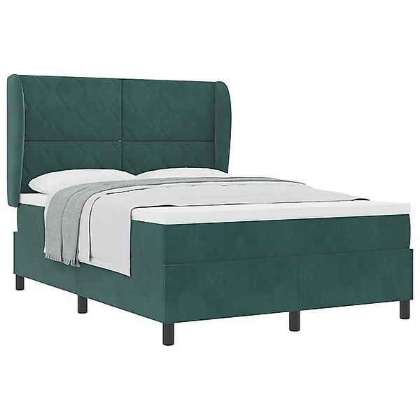 vidaXL Bett Boxspringbett mit Matratze Dunkelgrün 140x200 cm Samt (1-tlg) günstig online kaufen