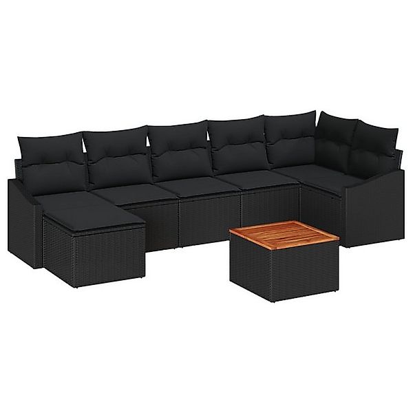 vidaXL Loungesofa 8-teiliges Garten-Sofa-Set mit Kissen Schwarz Poly-Rattan günstig online kaufen
