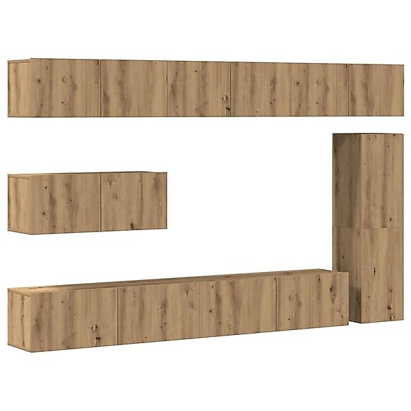 vidaXL 7-Tlg TV-Schrank-Set Wandmontage Artisan-Eiche Holzwerkstoff 3329214 günstig online kaufen