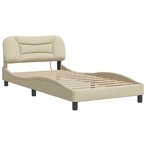 vidaXL Bett Bettgestell mit LED ohne Matratze "Hvar" Creme 100x200 cm Stoff günstig online kaufen