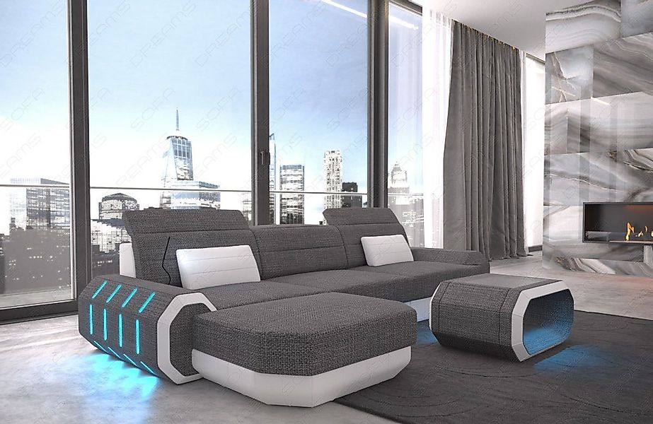 Sofa Dreams Ecksofa Designer Polster Stoff Sofa Roma L Form H Strukturstoff günstig online kaufen