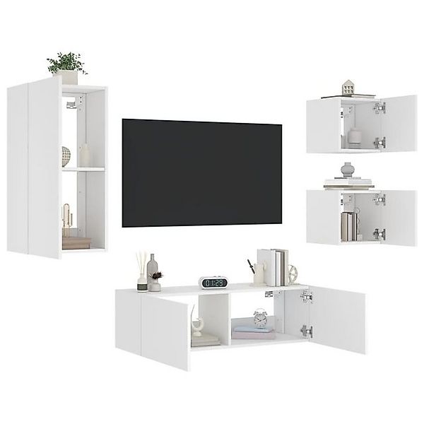 vidaXL TV-Schrank 4tlg TV Möbel Hängeschrank TV Wohnwand mit LED Leuchten W günstig online kaufen