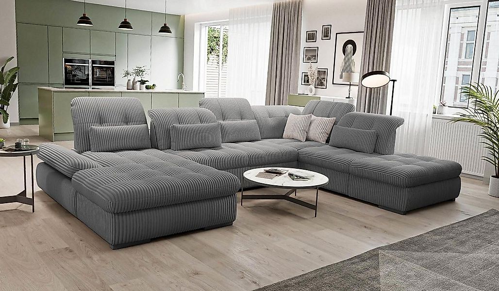 Hygger Möbelhaus Wohnlandschaft Oregon XXL U-Form wahlweise Bettfunktion 16 günstig online kaufen