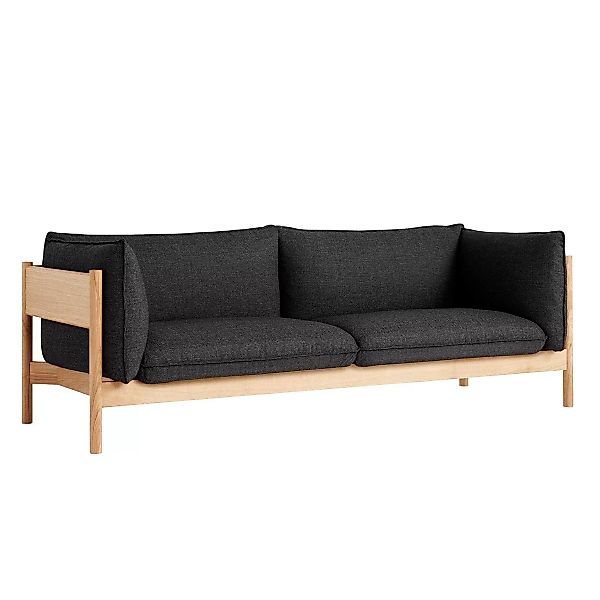 HAY - Arbour Eco 3-Sitzer Sofa - anthrazit/Stoff Re-Wool 198/Gestell Eiche günstig online kaufen