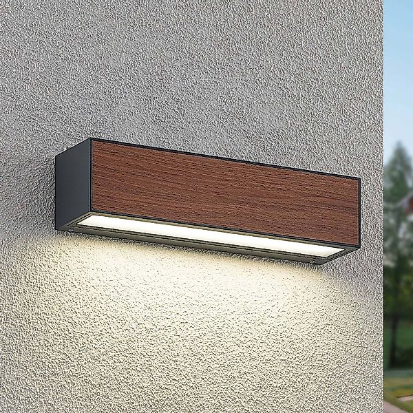 Arcchio LED-Außenwandlampe Lengo, 25 cm, Holz, down, CCT günstig online kaufen