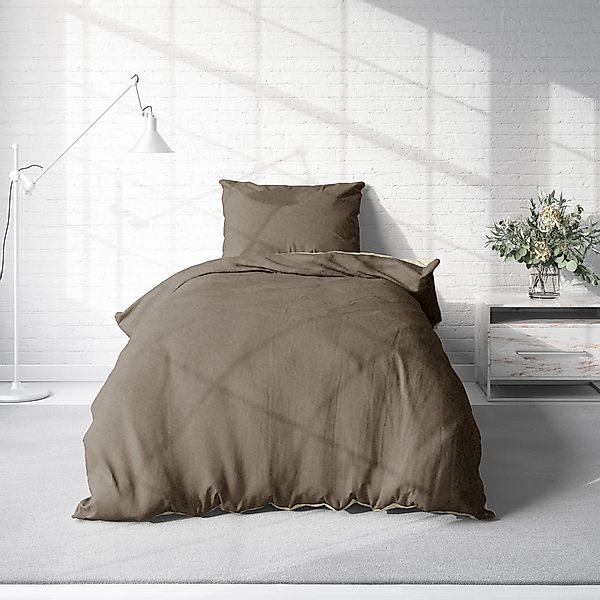 One Home Bettwäsche Doubleface Unifarben, Fleece, 4 teilig, Wende modern, k günstig online kaufen