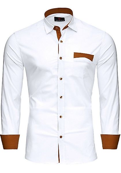 Reslad Langarmhemd Reslad Herren Hemd Exklusiv Two Tone Look Langarmhemd RS günstig online kaufen