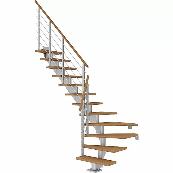 Dolle Mittelholmtreppe Hamburg Eiche Perlgrau GH bis 301 cm 1/4gew. 75 cm F günstig online kaufen