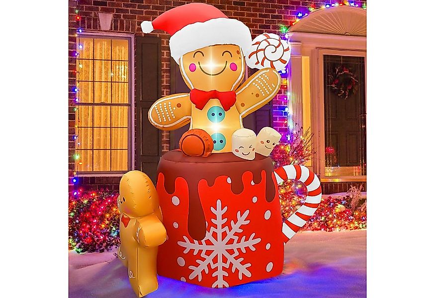 GVDV Weihnachtsfigur Aufblasbare Weihnachtsdeko 1,8 m Lebkuchenmann mit LED günstig online kaufen