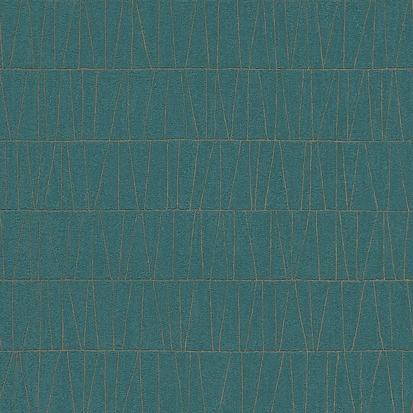 PROFHOME 395064-GU Grafik Tapete metallische Akzente Türkis Gold 0,53 m x 1 günstig online kaufen