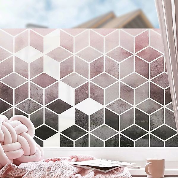 Fensterfolie Rosa Grau Geometrie günstig online kaufen