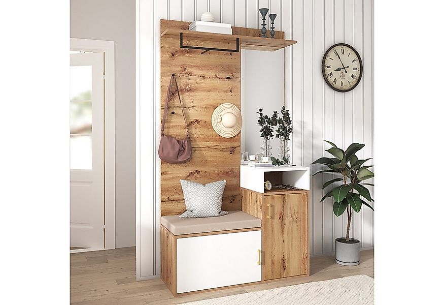 HAUSS SPOLE Garderoben-Set mit Spiegel, Schuhschrank, Wandgarderobe, Sitzba günstig online kaufen