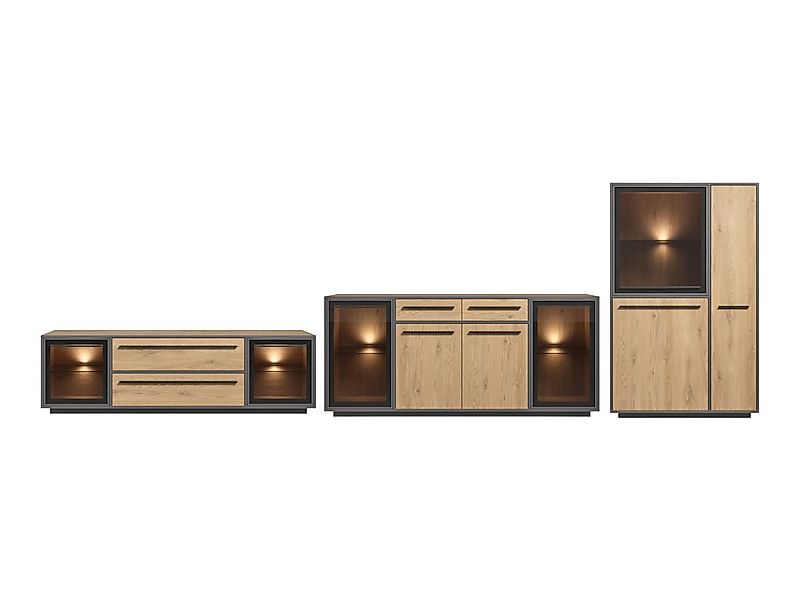 moebel-dich-auf Wohnwand NARDO, (Wildeiche / Absetzung: Anthrazit, Verschie günstig online kaufen