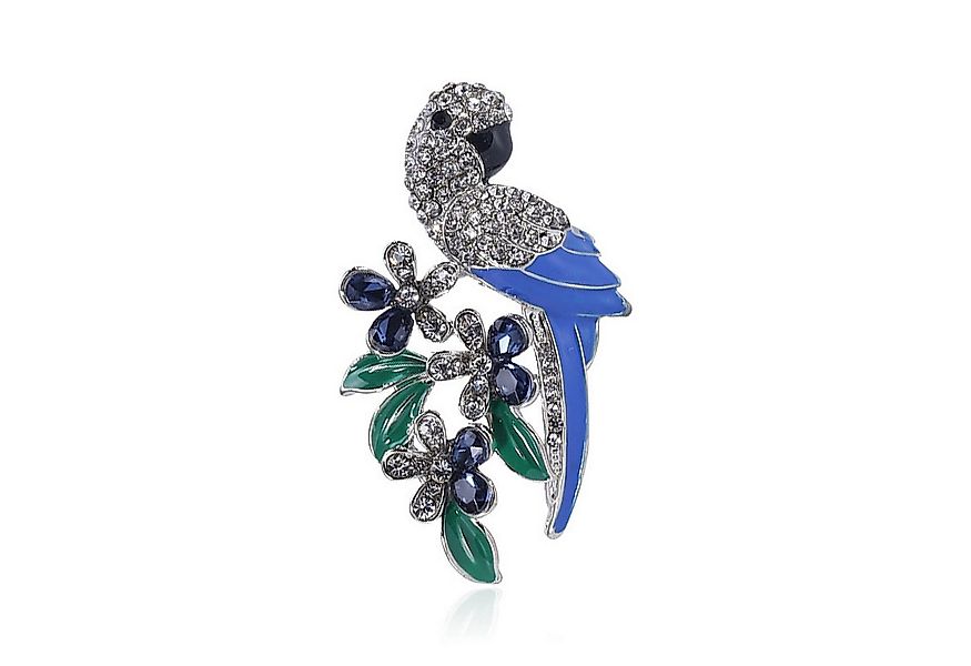 MayTree Brosche "blauer Papagei" mit Blütenzweig (Stück, 1-tlg), Metallbros günstig online kaufen