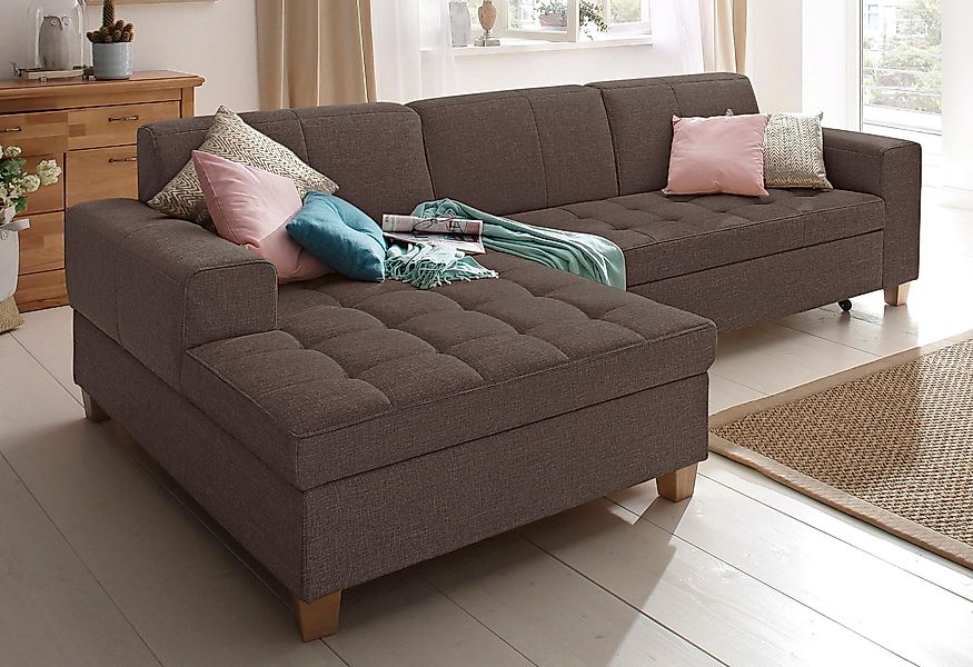 Home affaire Ecksofa "Corby L-Form", wahlweise mit Bettfunktion, Steppung a günstig online kaufen