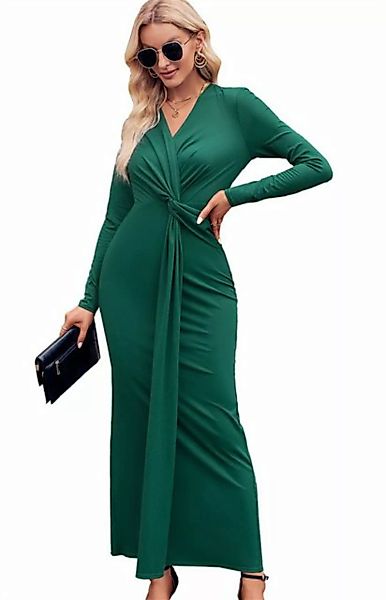ZWY Maxikleid Maxi-Bodycon-Kleid für Damen, Kleid mit V-Ausschnitt (Kleider günstig online kaufen