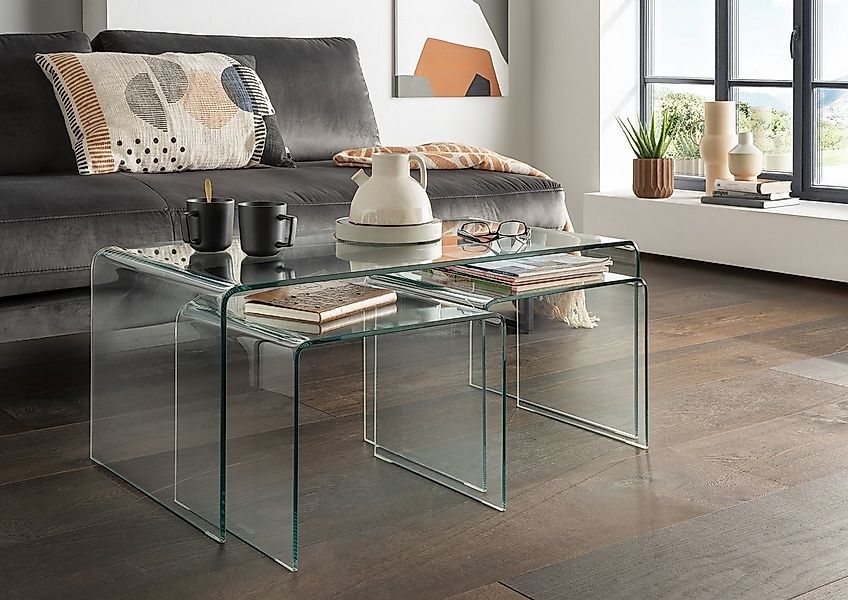 Concept GmbH Couchtisch in Klarglas, Glas - 90x38x50cm (BxHxT) günstig online kaufen