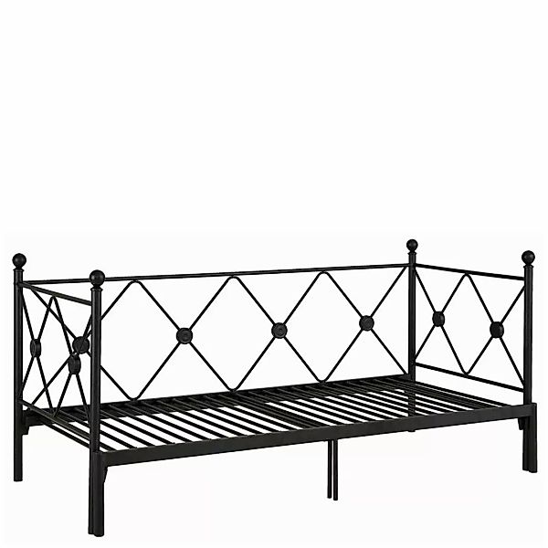 Vintage Metall Bett in Schwarz 28 cm Einstiegshöhe günstig online kaufen