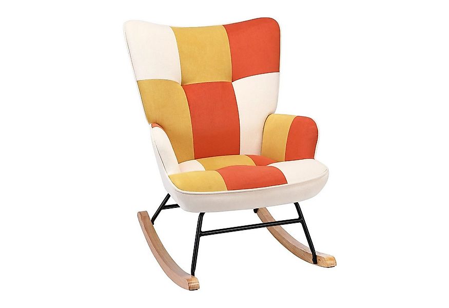 HomeMiYN Schaukelstuhl Schaukelstuhl Wohnzimmer Samt mit Metallgestell Holz günstig online kaufen