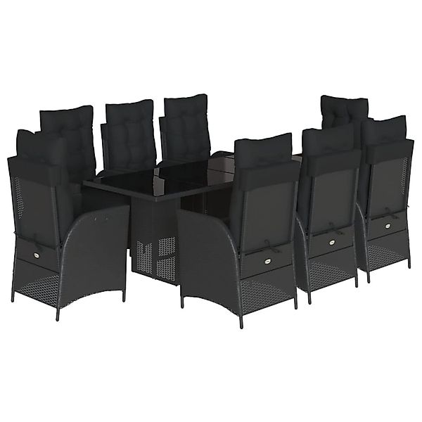 vidaXL 9-Tlg Garten-Essgruppe mit Kissen Schwarz Poly Rattan 3213353 günstig online kaufen