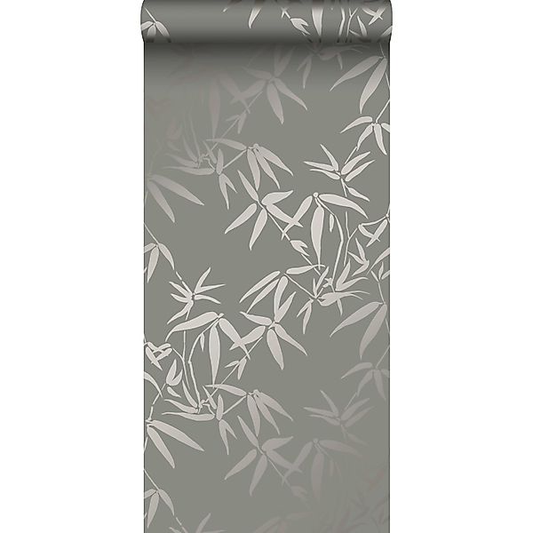 Origin Wallcoverings Tapete Bambusblätter Grau 0,53 x 10,05 m 347739 günstig online kaufen
