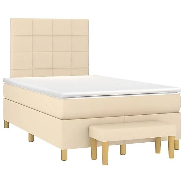 vidaXL Boxspringbett mit Matratze Creme 120x200 cm Stoff 3137146 günstig online kaufen