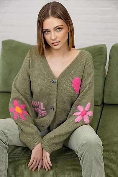 six-o-seven Strickjacke Six-o-Seven Strickjacke mit Blumen-Motiven günstig online kaufen