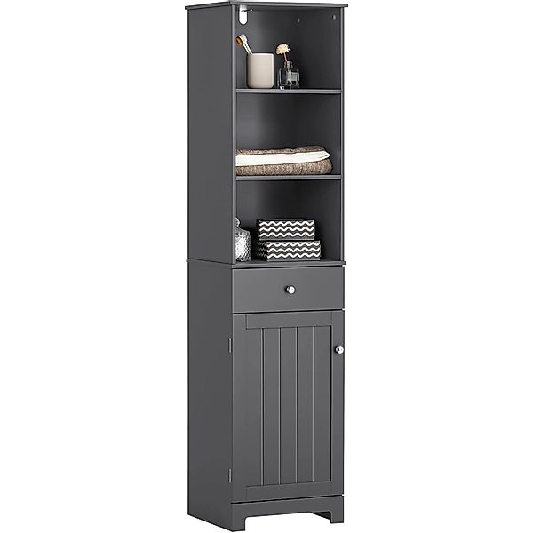 SoBuy Badezimmerschrank Hochschrank mit 3 offenen Fächern 40x161x35cm Grau günstig online kaufen