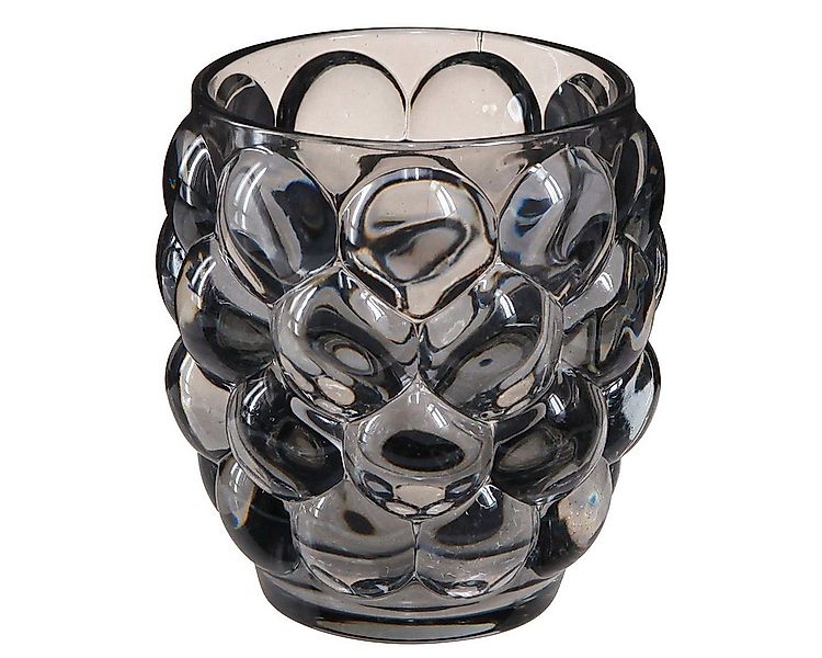 Viana Tischvase Windlicht Glas Teelichthalter Grau Ø9cm H9,5cm 4er Set Deko günstig online kaufen