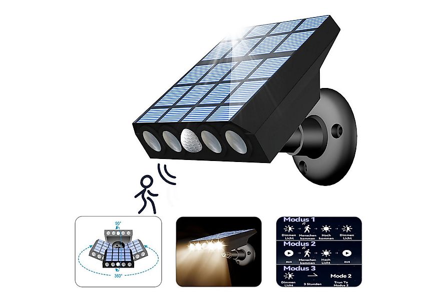 MUPOO LED Außen-Wandleuchte Solar Wandleuchte, Solarlampen für Außen mit Be günstig online kaufen