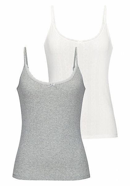 Vivance Spaghettitop 2er-Pack, aus weichem Pointelle-Strick mit Spitze günstig online kaufen
