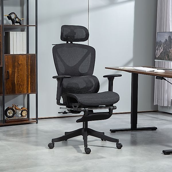 HOMCOM Bürostuhl Ergonomischer Schreibtischstuhl mit 3D Armlehne, Lendenwir günstig online kaufen