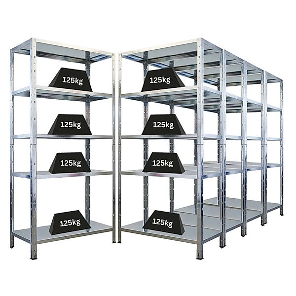 PROREGAL Mega Deal 5x Schwerlastregal Ares HxBxT 180x90x40cm Fachlast 125 k günstig online kaufen