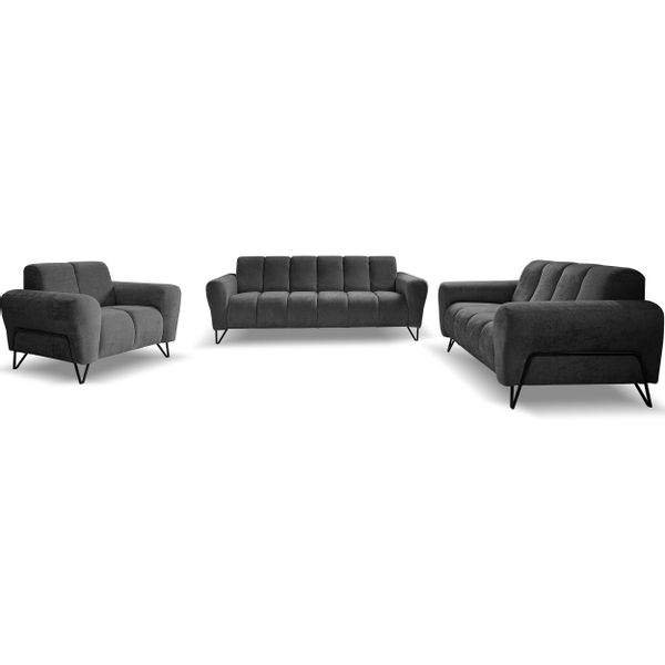 Beautysofa Polstergarnitur mit Metallbeine in schwarzer günstig online kaufen
