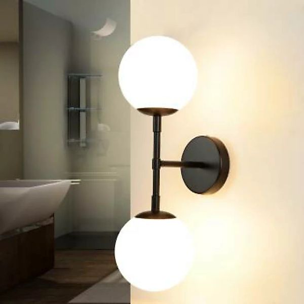 Wandleuchte Badezimmer Glas Kugelschirm Schwarz Weiß günstig online kaufen
