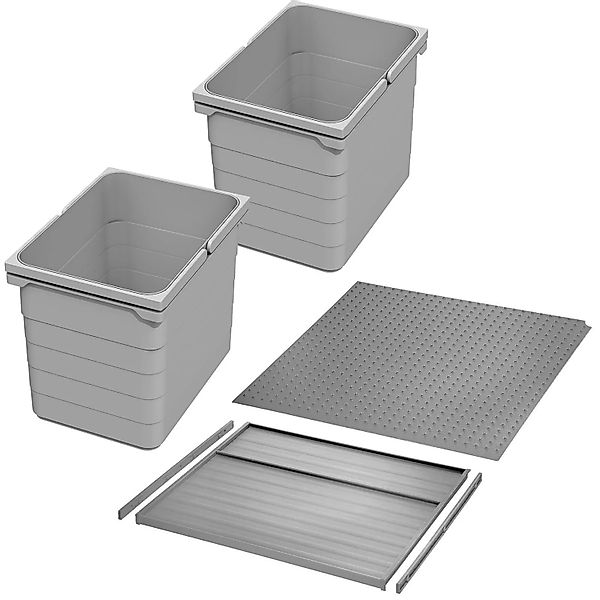 Ninka Abfalltrennsystem Eins2vier KB 500 mm 2x 15L Alugrau für Seitenstärke günstig online kaufen