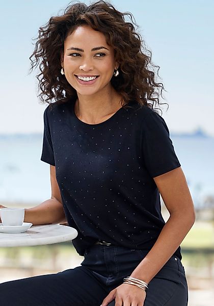 LASCANA T-Shirt mit funkelnden Strass-Steinen vorn günstig online kaufen