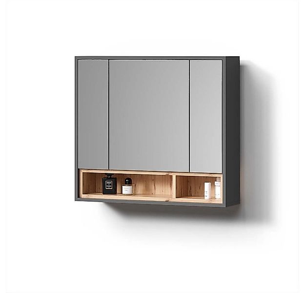Livinity® Badezimmerspiegelschrank Temo, Anthrazit, 80 x 72 cm (1-St) günstig online kaufen