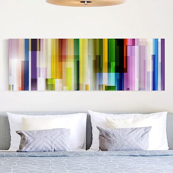 Leinwandbild Abstrakt - Panorama Rainbow Cubes günstig online kaufen