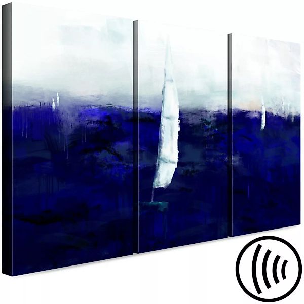 Leinwandbild Dunkler Ozean - Triptychon mit maritimen Motiv in tiefem Blau günstig online kaufen