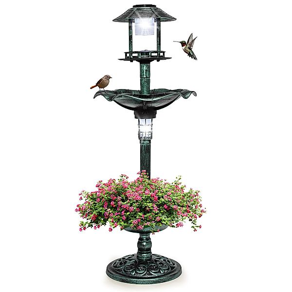KOMFOTTEU Vogeltränke Vogelbad Vogelfutterhaus, mit Blumentopf günstig online kaufen