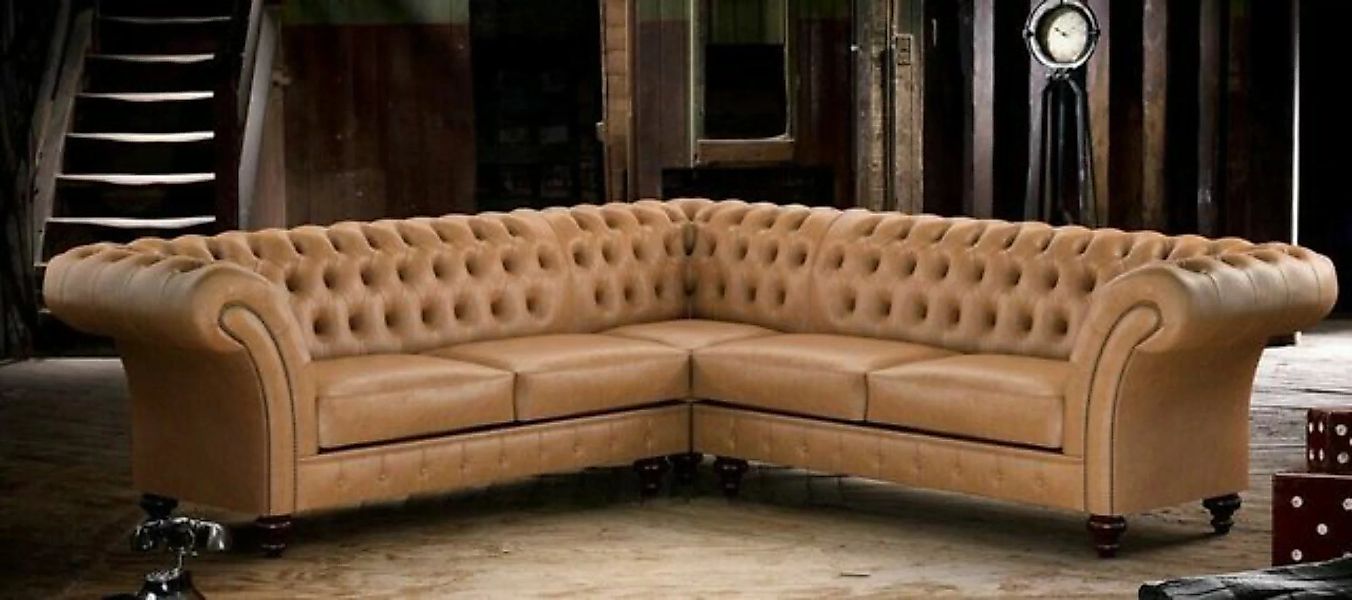 JVmoebel Ecksofa Edle Chesterfield Couch Sofa Eck Couch Garnitur 100% Leder günstig online kaufen