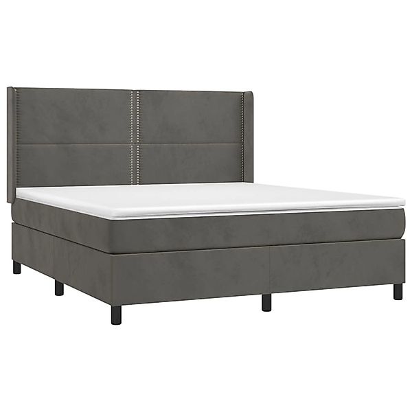 vidaXL Boxspringbett mit Matratze & LED Dunkelgrau 160x200 cm Samt 3139512 günstig online kaufen