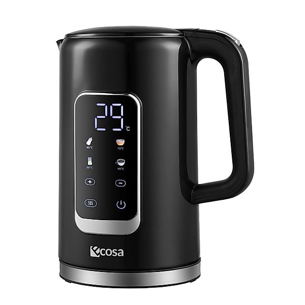 Ecosa EO-693 Wasserkocher schwarz mit Temperatureinstellung 1,7 L günstig online kaufen