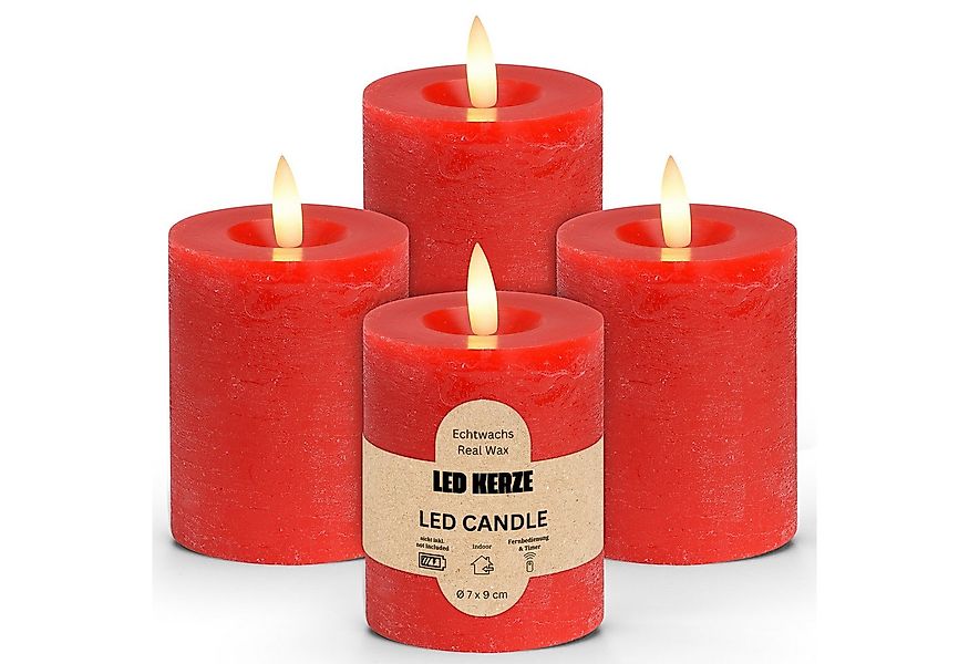 matches21 HOME & HOBBY Tafelkerze LED Stumpenkerzen 4er Set Wachs, Flackern günstig online kaufen